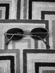Men’s Oval Sunglasses Silver Metal Frame Black Tinted Plastic Lenses Solid