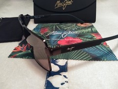 BRAND NEW Maui Jim PIHA Polarized Shiny Gunmetal Black/ Dual Mirror B621-02