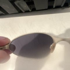 OakleyOval Metal Sunglasses Silver Frame Green Tinted Plastic Lenses