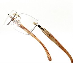 Mens Classy Style Wood Buff Retro 90s Hip Hop Rapper Gangster Rimless Sunglasses