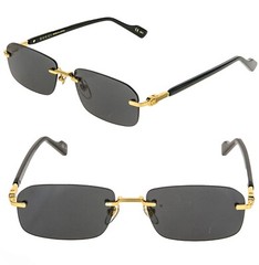 GUCCI WEB Logo 1221 Black Gold 001 Rimless Narrow Unisex Sunglasses GG1221S