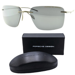 NEW!! PORSCHE P8923 S1 C 62-18-145 Black Rectangle Rimless Titanium Sunglasses
