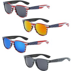 USA AMERICAN FLAG STARS & STRIPES PATRIOTIC SQUARE SUNGLASSES CLASSIC RETRO 80s