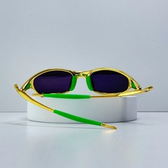 Vintage Oakley Juliet 1.0 X-Metal Gold Frame Blue Iridium Lens Green Arm