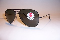 New RAY BAN AVIATOR Sunglasses 3025 002/58 BLACK/GREEN Polarized 58mm Authentic