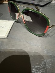 Gucci GG0062S 003 57mm Aviator Green/Red Unisex Sunglasses