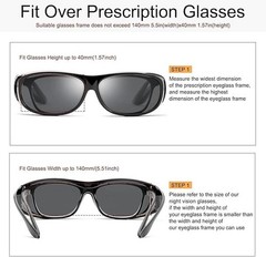 Polarized Sunglasses Medium Fit Over Glasses Rectangular OTG Frame Anti-Glare