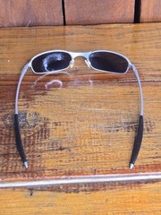Vintage Oakley Square Wire 2.0 Silver Ice Iridium Sunglasses w/ Replacement Case