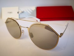 NEW FENDI EYELINE FF M0021S J5G/K1 Sunglasses, Gold / Gold Mirror, 54-22-145mm
