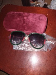 Gucci 0062S_003 Grey Gradient Lens Pilot Sunglasses – Green/Gold