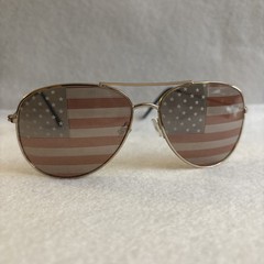 USA Glasses American Flag Aviator Sunglasses GOLD Frame.