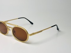 Retro Round Sunglasses Gold Frame Brown Lenses Steampunk Vintage Eyewear UV400
