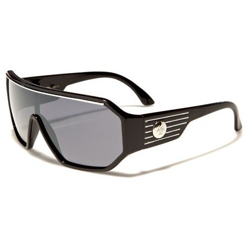 Retro Goggle Style Biohazard Shield Black Mens Celebrity Fashion Sunglasses
