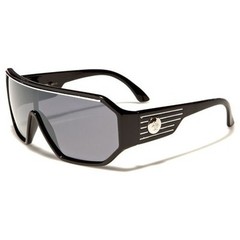 Retro Goggle Style Biohazard Shield Black Mens Celebrity Fashion Sunglasses