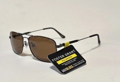 NEW Foster Grant men’s POLARIZED SUNGLASSES Brown Metal Casual Pilot Aviator