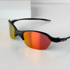 Oakley Romeo 2 Sunglasses Black Metal Frame Ruby Iridium Lens X-Metal
