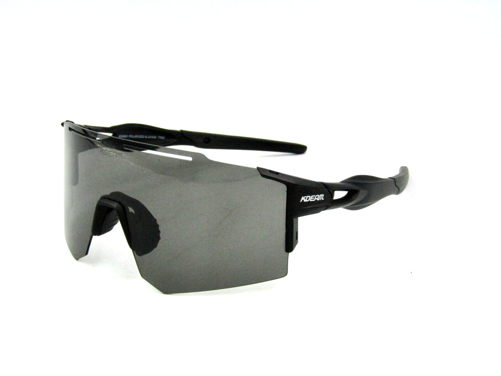 KDEAM KD0803 Polarized Shield Sunglasses, Rimless Wrap Black / Gray 133mm #69