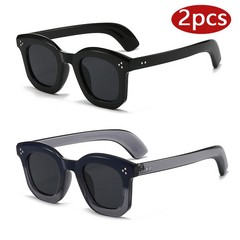 Hiking 2pcs 2026 New Women Thick Frame Square Anti Light Glasses Vintage Rice Na