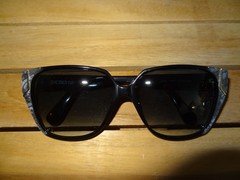 Luxottica 1412 Pearl Black Floral Grey Sunglassess UV Guard