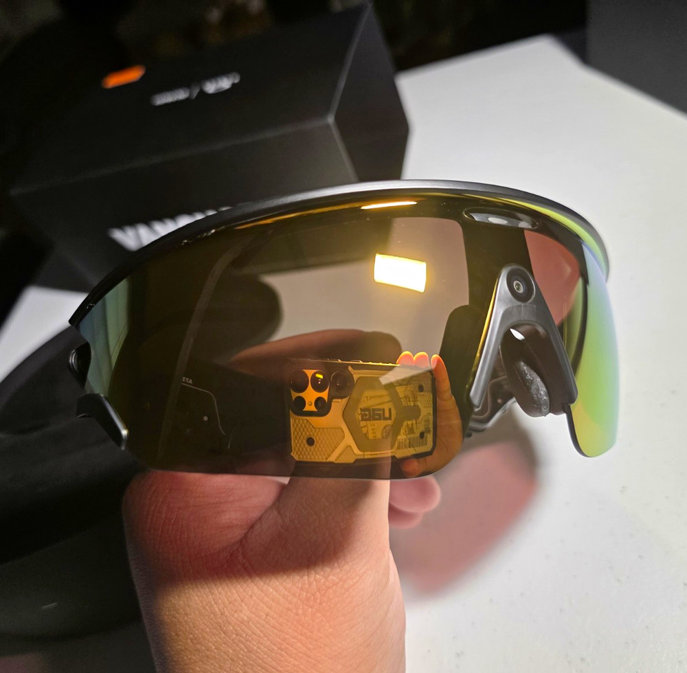 Oakley Meta Vanguard OW8001 Shield Sunglasses Black Frame Gold Mirrored
