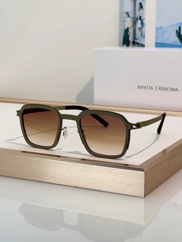 MYKITA x RIMOWA MR002 Olive Green Titanium Sunglasses Brown Gradient Lens New