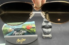 Maui Jim MJ-247-16 Gold Aviator Sunglasses Made in Japan w/ Case