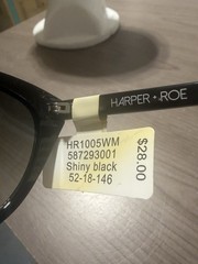 New Harper•Roe Shiny Black Sunglasses 52-18-146