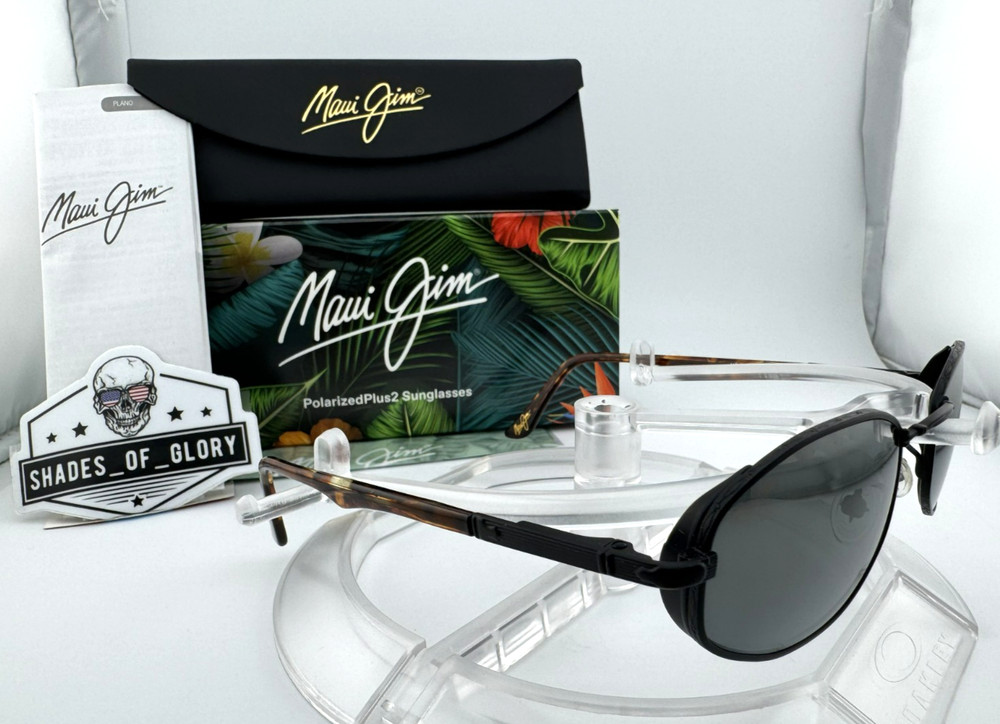 MAUI JIM MONARCH MJ156-2M MATTE BLACK TORTOISE NEUTRAL GREY POLARIZED SUNGLASSES