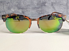 Panama Jack Sunglasses Tortoise Browline Frame Green Polarized Lens Blemished