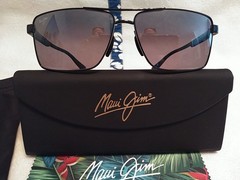 BRAND NEW Maui Jim PIHA Polarized Shiny Gunmetal Black/ Dual Mirror B621-02