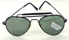 Vintage Small Black Aviator w Top Bar Sunglasses 1980s, 135mm temple, NOS, China