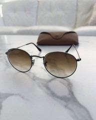 RAY BAN | ROUND MEDIUM | FLAT LENS | 3447N 004 – 51 | GUNMETAL | GRADIENT BROWN