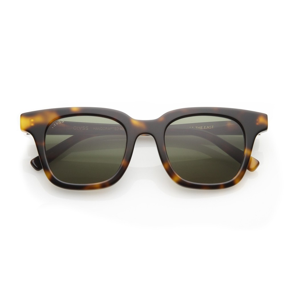GLVSS Brand ‘The East’ Horn Rimmed Sunglasses Tortoise Shell Frame Green Tint