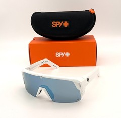 SPY MONOLITH Matte White / Happy Boost Ice Blue Polarized 142mm Sunglasses