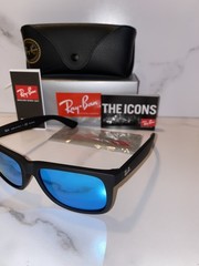 Ray-Ban Justin RB4165 Polarized Sunglasses Blue Mirror Lens UV400 Black 54mm