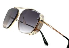 SUNGLASSES MEN DESIGNER STYLE SHIELD FANCY FLAT TOP RETRO MODERN LARGE GOLD 2023