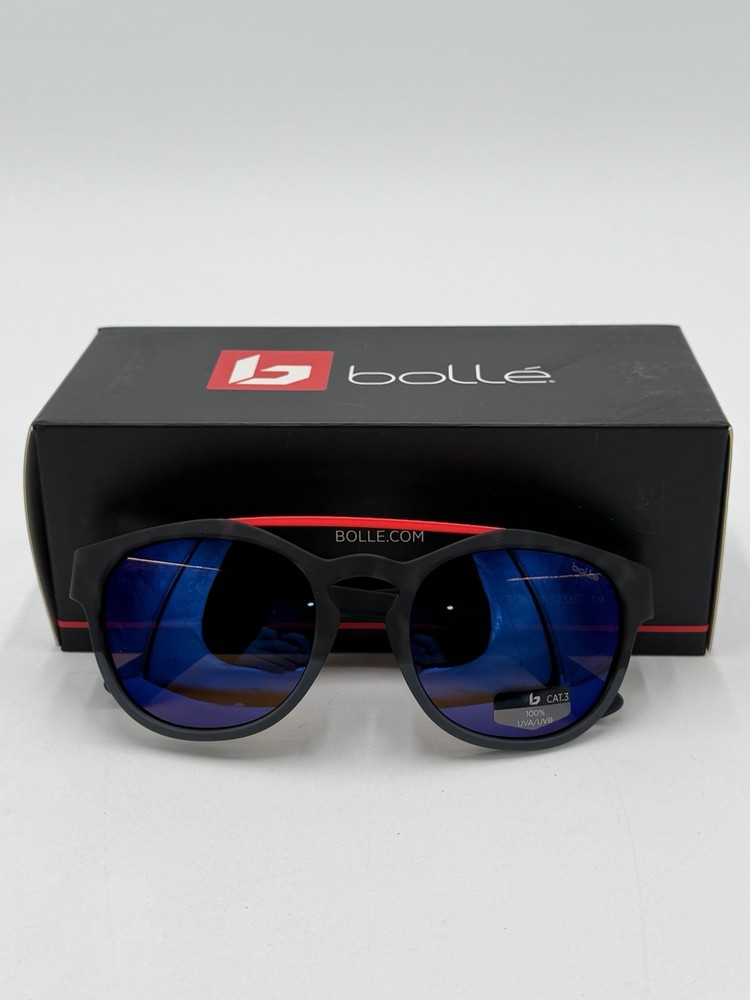Bolle Boxton 12355 Sunglasses Black Tortoise Rubber/Blue/Red New