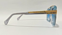 Cazal Sunglasses Crystal Translucent Gold Frame Blue Tinted Lens Unisex Eyewear