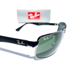 NEW* Ray Ban Gunmetal & Black w POLARIZED GREEN G15 Lens Sunglass RB 3478 004