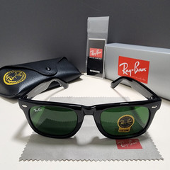 Ray-Ban RB2140 Wayfarer Sunglasses Gloss Black Frame Glass Green Lens 54-18 mm