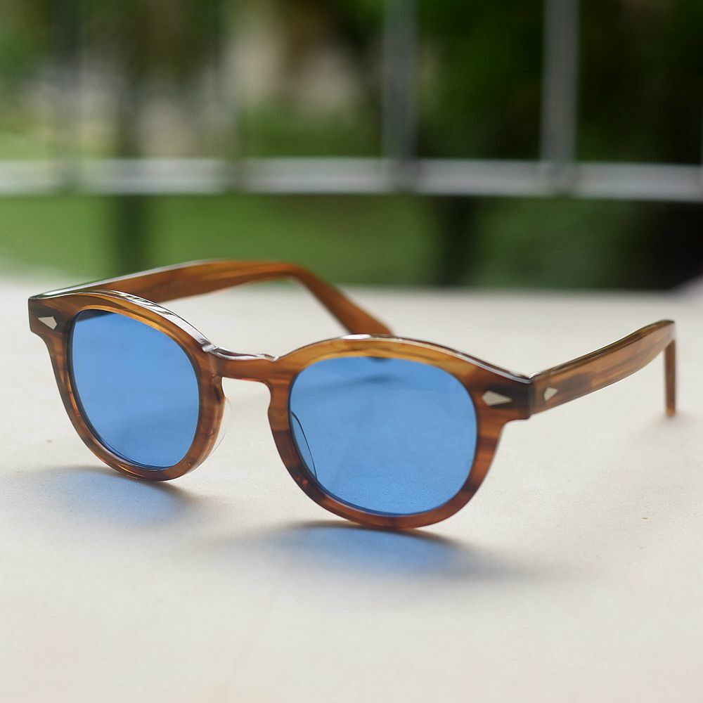 Vintage blue polarized sunglasses johnny depp dark blonde acetate glasses unisex