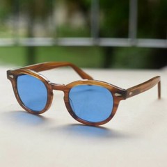 Vintage blue polarized sunglasses johnny depp dark blonde acetate glasses unisex
