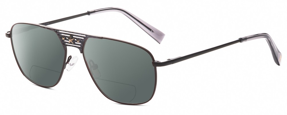 Elton John CONCORDE Unisex Pilot Polarized BIFOCAL Sunglass Gunmetal Black 56 mm