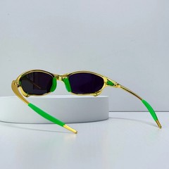 Vintage Oakley Juliet 1.0 X-Metal Gold Frame Blue Iridium Lens Green Arm