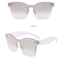 Women Glasses Rimless Keyhole Nose Bridge Mono Flat Lens Horn Rimmed Sunglasses