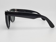 Vintage Gloss Black Frame Green Glass Lens Square Sunglasses China 53-17-134