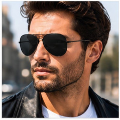 Men’s Black Aviator Sunglasses UV400 Metal Frame Classic Outdoor Eyewear