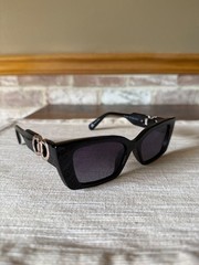 Black Square Mod Sunglasses With Decorative Side Rings Dark Lenses Shinee Bright