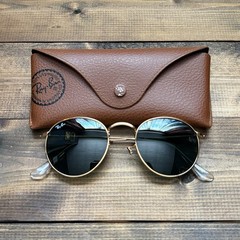 Ray-Ban RB3447 Round Metal Gold Frame Sunglasses Grey/Black READ DESCRIPTION