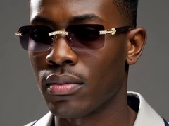 Eyewear Modern Designer Rectangle Retro Black Clear Lens Metal Luxury Woodgrain